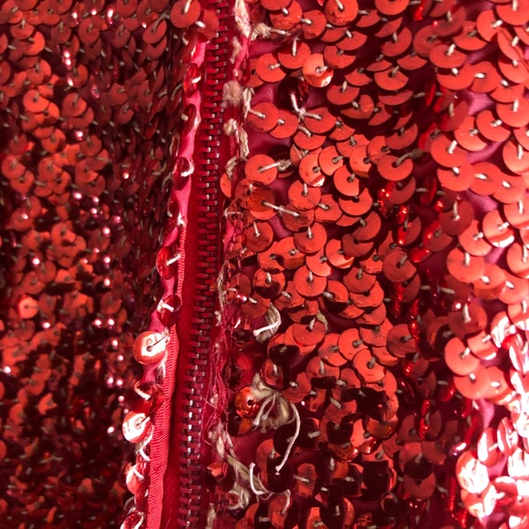 Rare Stunning 1970’s 80’s Red Sequin Dress Union Made - Picture 3 of 4